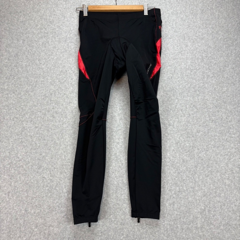 Santic Cycling Pants Womens L Black Red Padded Biking Tights Leggings 4D Gel Pad